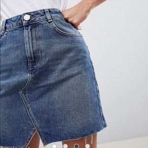 ASOS brand, denim skirt, semi frayed hem